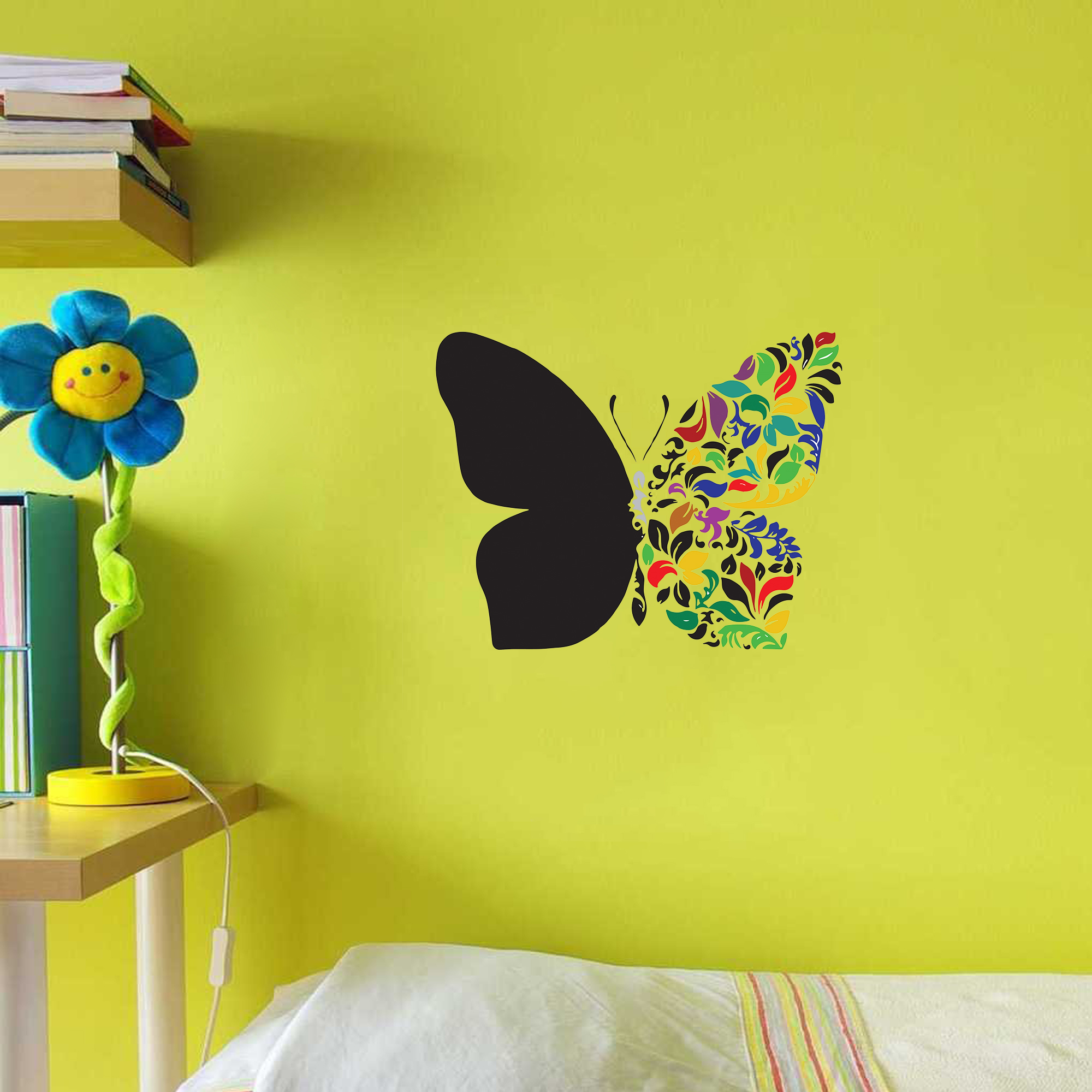 wkbutteroct153 Wall Kriti Colorful Butterfly Vinyl Wall Sticker