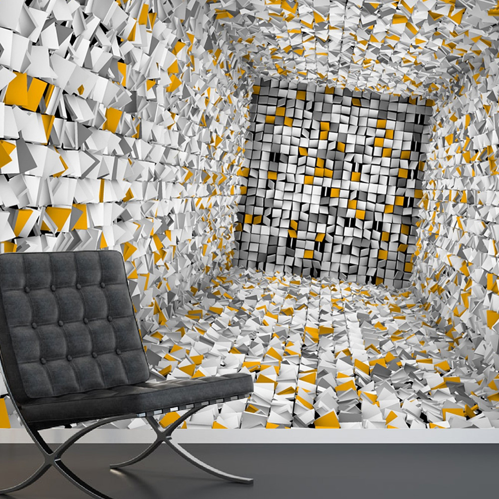 wkwall3d04 3D Blocks White Self Adhesive PVC Wallpaper