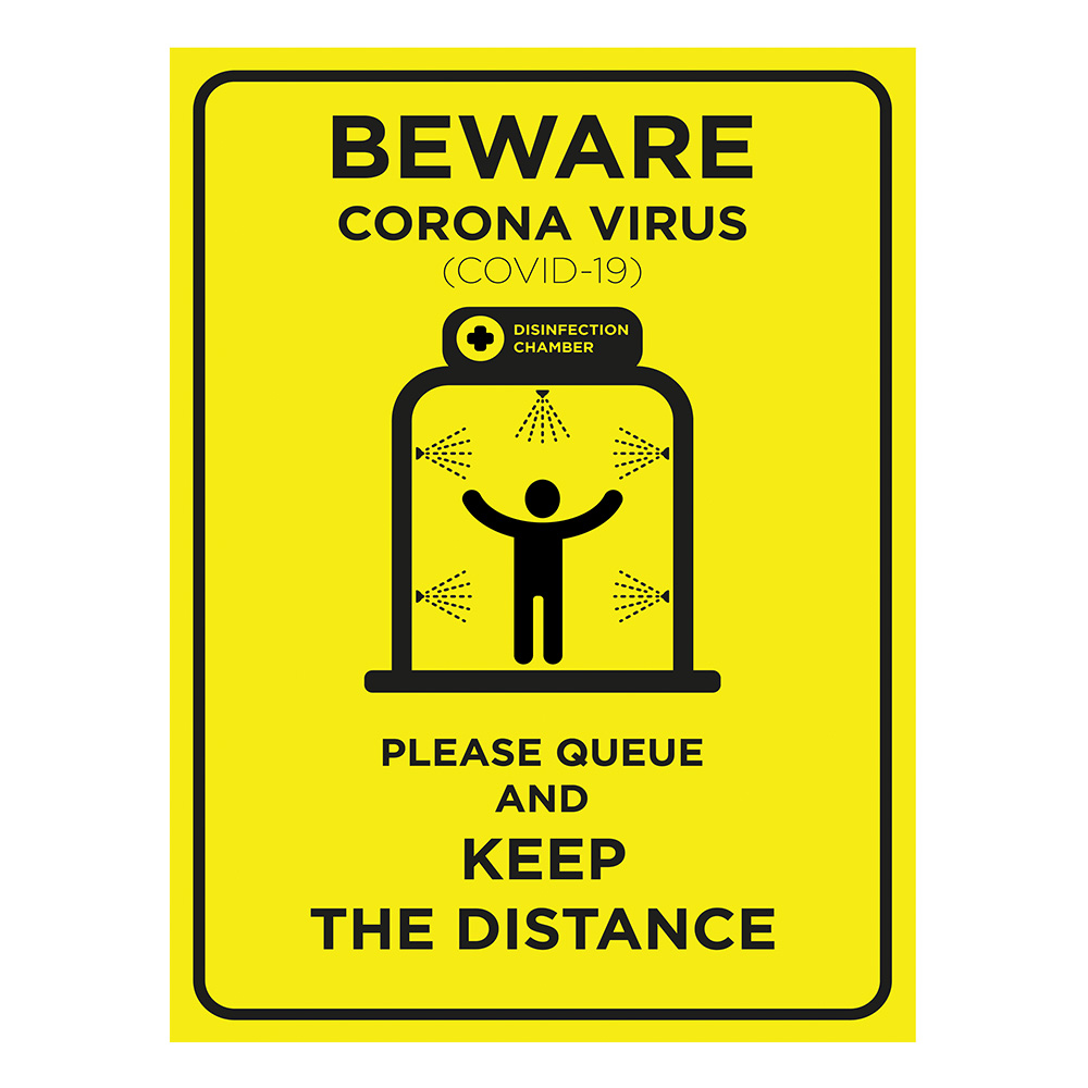 COVID Sign for Disinfection Chamber Ahead