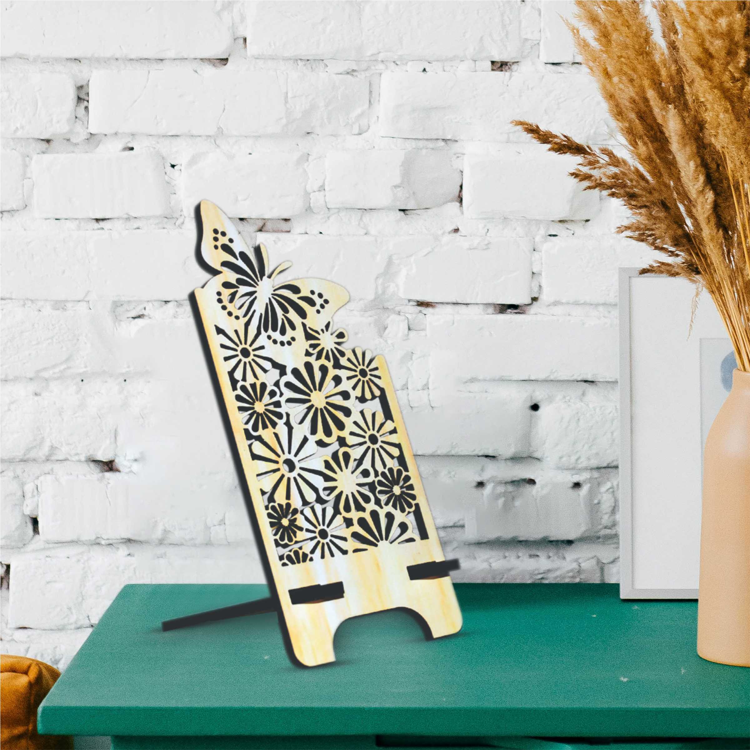 PMPS0013 Floral Design Wooden Mobile Stand - Image 2