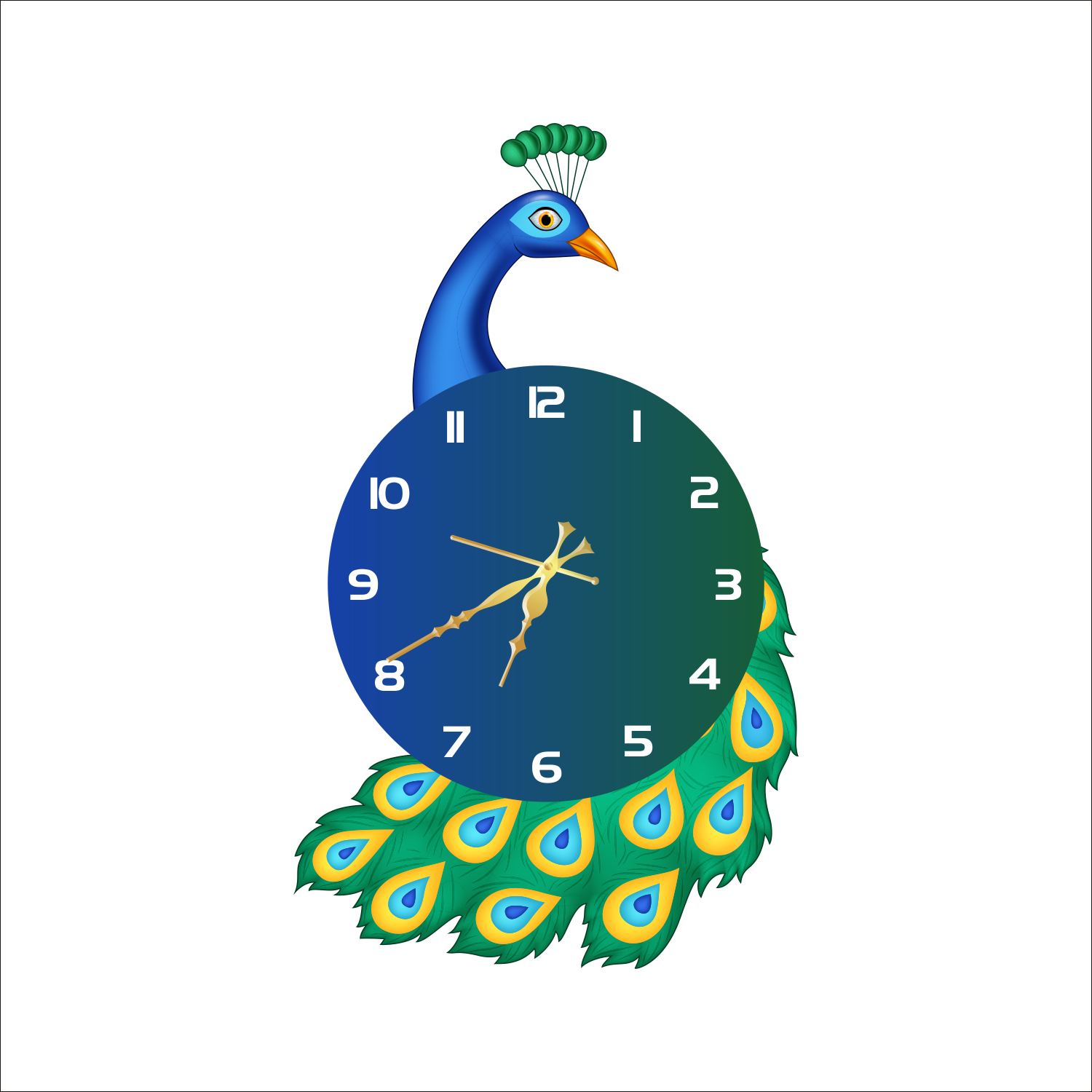 WKWC19 Wall Clock Peacock - Image 2