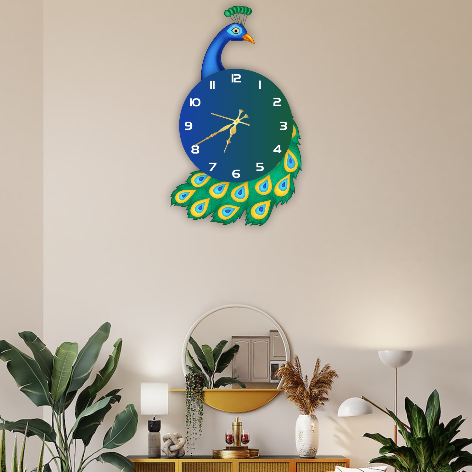 WKWC19 Wall Clock Peacock